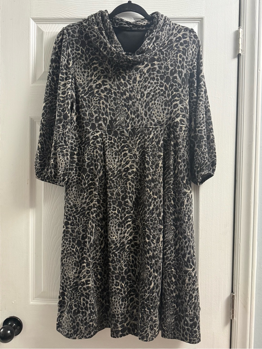 Vintage New Directions Animal Print Dress 3/4 Length Sleeve Size Large